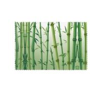 WHJSHOP Green Bamboo Prints Placemats Set of 6 12x18in - Heat Resistant Table Layers for Homes, Hotels & Stylish Dining