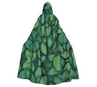 WHJSHOP Green Leaf Texture Veins Pattern Halloween Adult Hooded Cloak is a super large, comfortable, and durable cloak