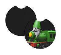 Whjshop Green Old Man's Train Pattern Car Interior Cup Holder Pad 2 Pc Waterproof & Quick for Cars, Trucks, Suvs, and Ships