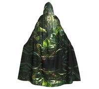 WHJSHOP Green Tropical Jungle Plant Prints Adult Hooded Cape Cloak for Halloween, Role-Playing, and Costume Parties