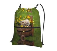 WHJSHOP guinea pigs Prints Drawstring Zipper Backpack - Lightweight, Waterproof Gym Bag for Travel, Yoga, and Everyday Adventures
