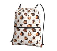 WHJSHOP Guinea Pigs Prints Drawstring Zipper Backpack - Lightweight, Waterproof Gym Bag for Travel, Yoga, and Everyday Adventures