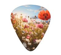 WHJSHOP Guitar Picks Set of 12, ABS Plectrums 3 Thicknesses | Smooth Edge, Durable, for Acoustic/Electric Guitar & Ukulele Wild Meadow Flowers Prints
