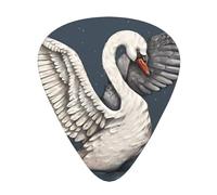 WHJSHOP Guitar Picks Set of 12 - Comfortable Grip Variety Thickness | ABS Guitar Accessories for Acoustic & Electric Beautiful White Swan Pattern