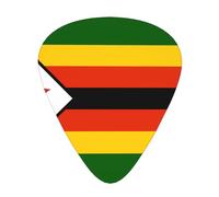 WHJSHOP Guitar Picks Set of 12 - Comfortable Grip Variety Thickness | ABS Guitar Accessories for Acoustic & Electric Flag of Zimbabwe Pattern