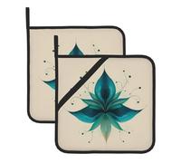 WHJSHOP Hand-painted flowers Printed Square pot mat two-piece set, insulated, thickened, waterproof, easy to clean
