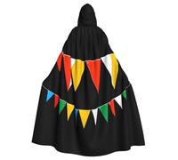 WHJSHOP Hanging small flags Pattern Halloween Adult Hooded Cloak No Zipper, Comfortable & Durable for Role-Playing