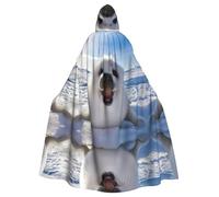 WHJSHOP Harp Seal Painting Wallpaper Prints Hooded Cloak - Long Sleeves, Comfortable Cosplay Layer