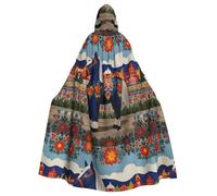 WHJSHOP Hometown of the Dala Horse Pattern Halloween Adult Hooded Cloak is a super large, comfortable, and durable cloak