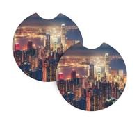 WHJSHOP Hong Kong Prints Car Cup Coasters 2-Pack - High-Grade Neoprene Protection Against Spills & Scratches