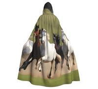 WHJSHOP Horses at the gallop Pattern Adult Hooded Cape Cloak for Halloween, Role-playing, and Costume Parties