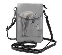 WHJSHOP Horses Staring At Each Other Picture Small Leather Women'S Crossbody Flip Phone Bag, Waterproof And Durable