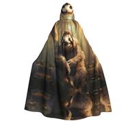 WHJSHOP Hug tree sloth Prints Adult Hooded Cape Cloak for Halloween, Role-Playing, and Costume Parties