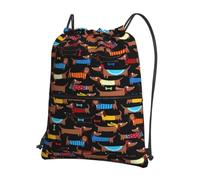 WHJSHOP I Love My Dog Dachshunds Prints Drawstring Zipper Backpack - Lightweight Water-Resistant Gym Bag with Front Pocket & Interior Organizer for Travel, Yoga, & More