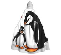 WHJSHOP I Love Penguins Picture Adult Hooded Cape Cloak for Halloween, Role-playing Costumes, and Theme Parties