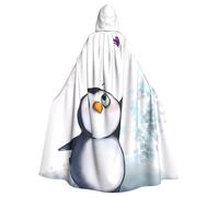 WHJSHOP I Love Penguins Prints Hooded Cloak - Dramatic Long-Sleeve Cosplay Layer