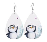 WHJSHOP I Love Penguins Prints Teardrop Leather Earrings - Dangle Drop Earrings for Women, Lightweight Fashion Jewelry with Silver-Plated Hooks, Vibrant Colors for Special Occasions