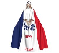 WHJSHOP Iowa state flag Pattern Halloween Adult Hooded Cloak No Zipper, Comfortable & Durable for Role-Playing