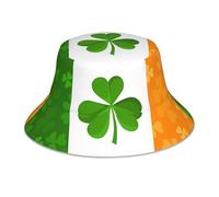 WHJSHOP Irish Flag Picture Reflective Bucket Hat f- Fashionable Double-Sided Design for Sun Protection and Style Black