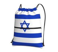 WHJSHOP Israeli flag Prints Drawstring Zipper Backpack - Lightweight, Waterproof Gym Bag for Travel, Yoga & Hiking