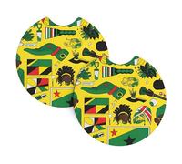 Whjshop Jamaican Elements Prints Car Interior Cup Holder Pad 2 Pc Waterproof & Quick for Cars, Trucks, Suvs, and Ships