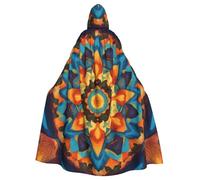 WHJSHOP Kaleidoscope Mandala Pattern Halloween Adult Hooded Cloak No Zipper, Comfortable & Durable for Role-Playing