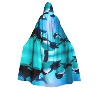 WHJSHOP killer whale Prints Hooded Cloak - Long Sleeves, Comfortable Cosplay Layer