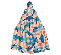 WHJSHOP Kiss Dolphin Tale Pattern Pattern Halloween Adult Hooded Cloak is a super large, comfortable, and durable cloak