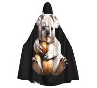 WHJSHOP Koala holding hazelnut Printing Halloween Adult Hooded Cape Large Hooded Cloak with Bow Tie, No Zipper