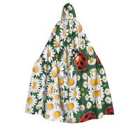 WHJSHOP Ladybug Daisy Pattern Halloween Adult Hooded Cloak is a super large, comfortable, and durable cloak