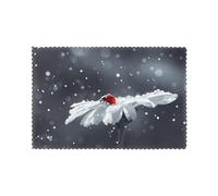 WHJSHOP Ladybug on Daisy Flower prints 6PCS Heat Resistant Placemats for Dining Table, Washable Polyester Fabric, Thick & Durable,Perfect for Home, Hotel, Banquet, and More (12x18in)