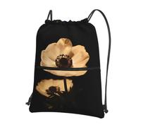 WHJSHOP Late night flowers Prints Drawstring Zipper Backpack - Lightweight Water-Resistant Gym Bag with Front Pocket & Interior Organizer for Travel, Yoga, & More