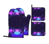 WHJSHOP Late night highway Prints Oven Mitts & Pot Holders Set - Waterproof Kitchen Layers & Heat Resistant - Durable Covers for Safe Cooking & Easy Cleanup