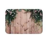 WHJSHOP Leaves Floral on Rustic Wood Prints Hem Mat 40x60 | Ultra Absorbent & Fade-Resistant Bath Layer for Spa-Like Bathrooms, Vanity Spaces & Guest Suites