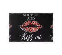 WHJSHOP Leopard Lips Prints 12x18 Inch Table Layers - Set of 6 Heat Resistant Covers with Printed Designs for Dining & Event Decor