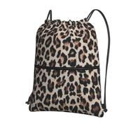 WHJSHOP Leopard Print print Prints Drawstring Zipper Backpack - Lightweight, Waterproof Gym Bag for Travel, Yoga & Hiking