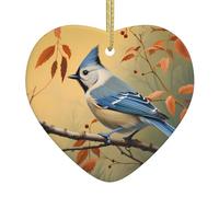 WHJSHOP Lifelike Blue Tit Pattern Christmas Ceramic Love Pendant Decoration Interior Decoration Festival Gift