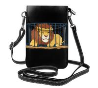 WHJSHOP Lion In The Cage Picture Small Leather Women'S Crossbody Flip Phone Bag, Waterproof And Durable