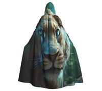 WHJSHOP Lioness With Blue Green Eyes Picture Halloween Adult Hooded Cape Men'S And Women'S Clothing Mantle Role-Playing