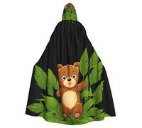 WHJSHOP Little bear in the bamboo leaves Pattern Adult Hooded Cape Cloak for Halloween, Role-playing, and Costume Parties
