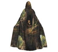 WHJSHOP Little bear living in a tree hole Pattern Halloween Adult Hooded Cloak No Zipper, Comfortable & Durable for Role-Playing