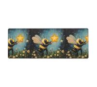 WHJSHOP Little Bee Picking Stars Prints Extra Large Mouse pad, Computer Office Anti Slip Gaming Keyboard Thickened Version 12x31.5in
