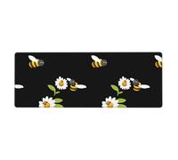 WHJSHOP Little Bees in The Flowers Pattern Extra Large Mouse pad Mousepad 12x31.5in for Desktop Computers, laptops, Personal Computers