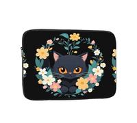 WHJSHOP Little Black cat in a Flower Frame Pattern Laptop Case - Shockproof Portable Laptop Sleeve Bag for Men and Women Business Travel, School, and Office Use