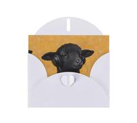 WHJSHOP Little black sheep listening to music Prints Greeting Card - Premium Pearlescent Paper, Double Sided Pearl Effect, Love Buckle Pearl Paper Envelope