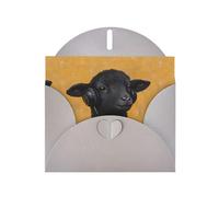 WHJSHOP Little black sheep listening to music Prints Greeting Card - Premium Pearlescent Paper, Double Sided Pearl Effect, Love Buckle Pearl Paper Envelope