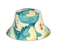 WHJSHOP Little Dinosaur in Green Grass Picture Reflective Bucket Hat f- Fashionable Double-Sided Design for Sun Protection and Style