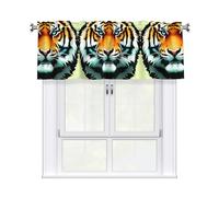 WHJSHOP Little Fat Tiger Head Pattern Curtain with Short Pole, 54x18in for Enhancing Kitchen Windows, bathrooms, Laundry Rooms, and Studios