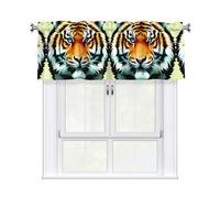 WHJSHOP Little Fat Tiger Head Prints Cozy Kitchen Window Layer - 54x18 Inch Peach Skin Valance with Filtered Light