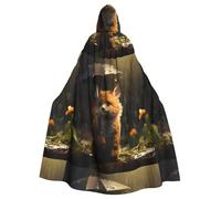 WHJSHOP Little Fox Hiding From The Rain Picture Halloween Adult Hooded Cape Men'S And Women'S Clothing Mantle Role-Playing